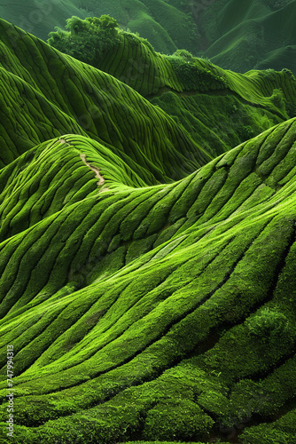 Tea plantation on green hills