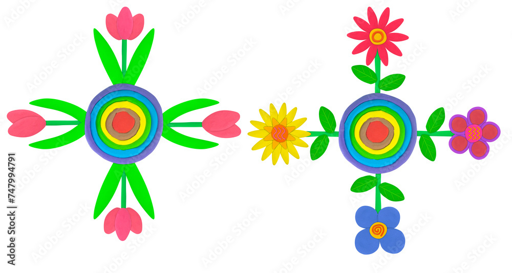 tulip flower on rainbow or lfbtq symbols shape on white