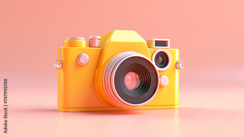 a yellow camera with a large lens