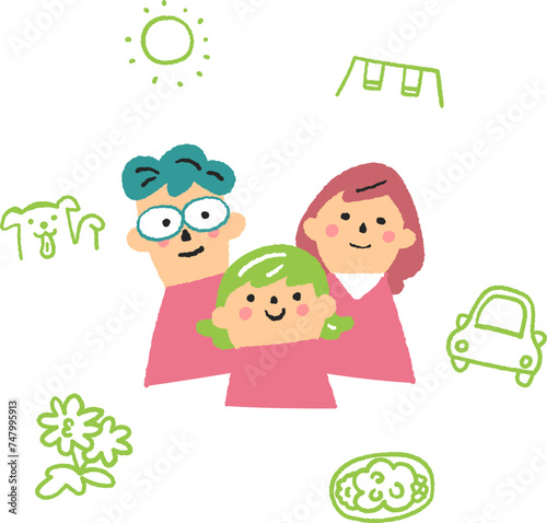 仲良し親子　イラスト素材
