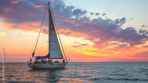 Sailing boat at sunset
