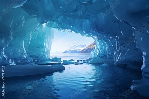 a cave with ice and water