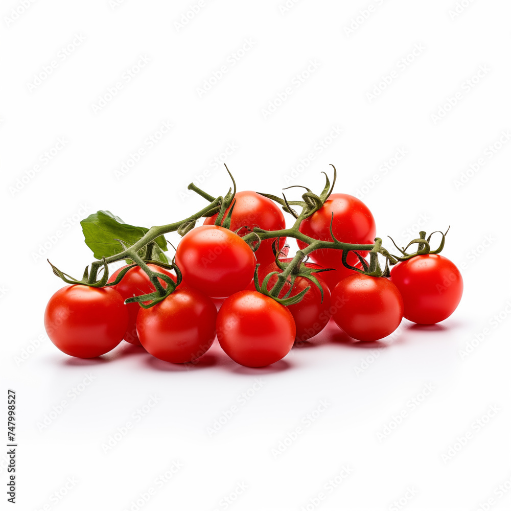 Cherry tomatoes on white background 