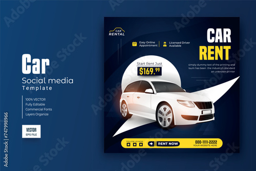 Car rental and automotive social media post template