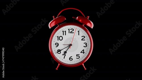 Red Alarm Clock Timelapse, Animation.Full HD 1920×1080. 08 Second Long.