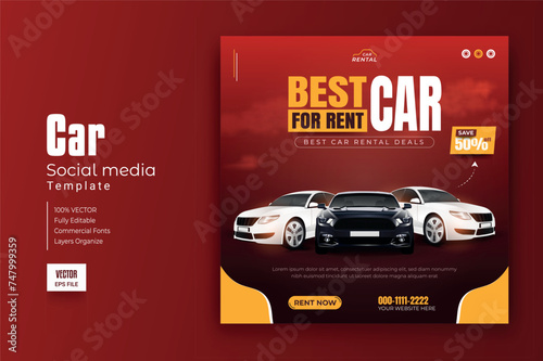 Car rental and automotive social media post template photo