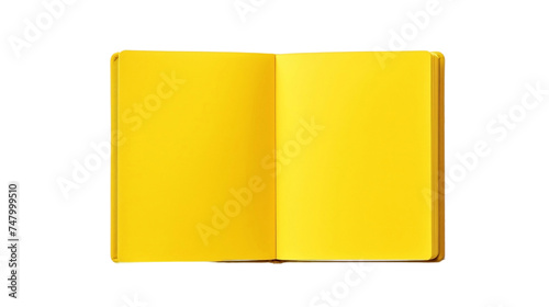 Open Yellow Cover Book Isolated On Transparent Background Or PNG Background.