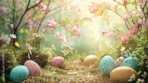 Easter egg spring backdrop (generative AI)