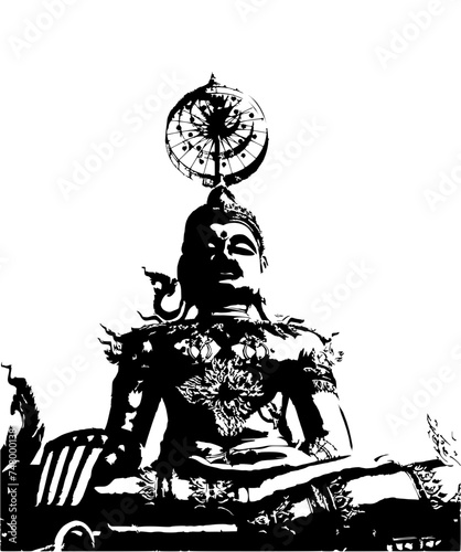 black and white Buddha statue