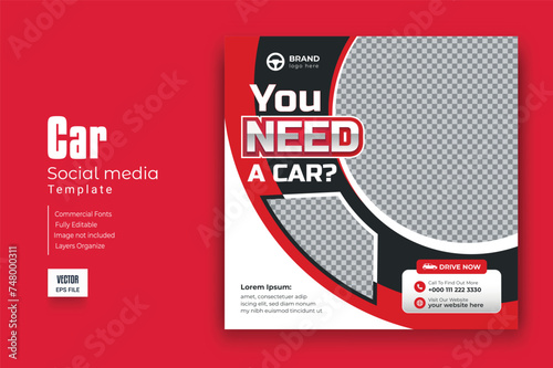 Car rental social media banner or instagram post template