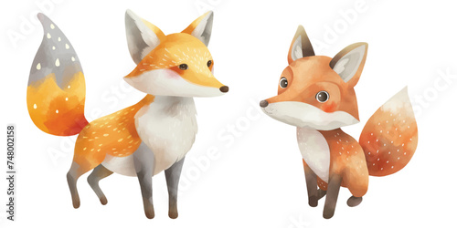  cute fox watercolour vector illustration 