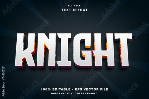 Knight Game Title 3d Editable Text Effect Template Style Premium Vector