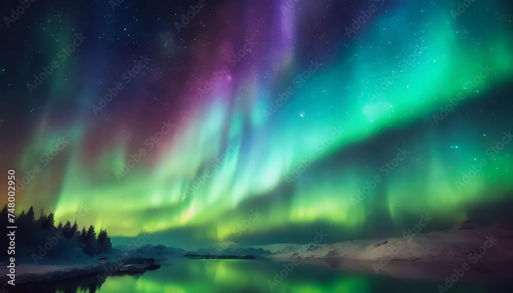 aurora borealis over the river aurora borealis over the river