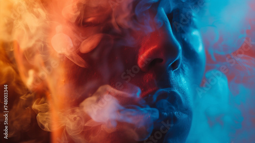 Colorful lighting with smoke effect