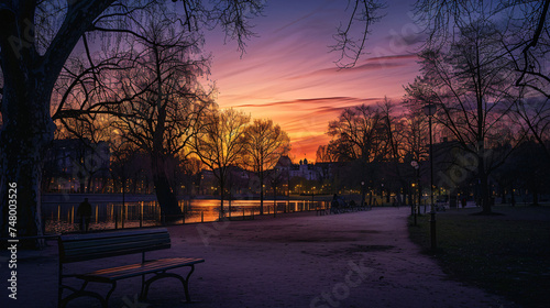 Sunset at the park in Munich 