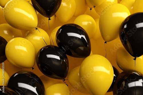 a group of yellow balloons