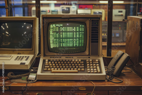 An old commodore 80 computer sits on a desk