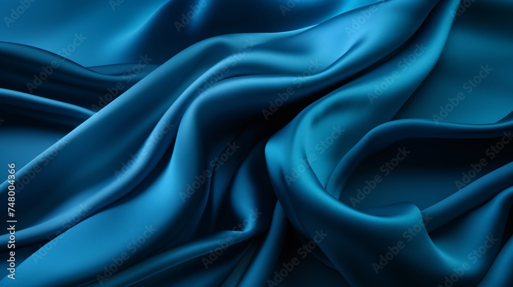 a blue silk fabric with folds