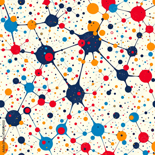 colored neuronal network as a seamless Tile pattern, ai generated
