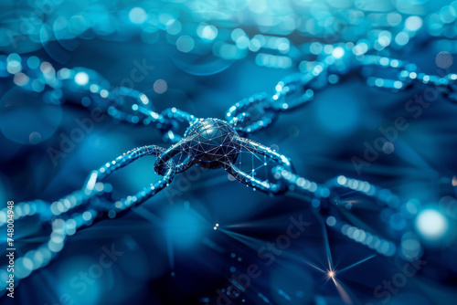 A close up of a chain with a blue background © MagnusCort