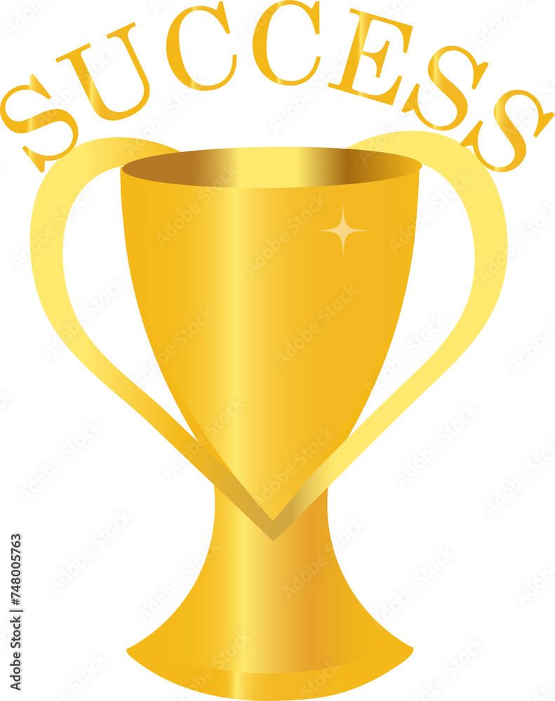 Golden cup of success, vector drawing isolated on white Golden cup of success, vector drawing isolated on white