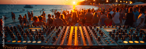  Outdoor Night Beach Music Party. Professional background