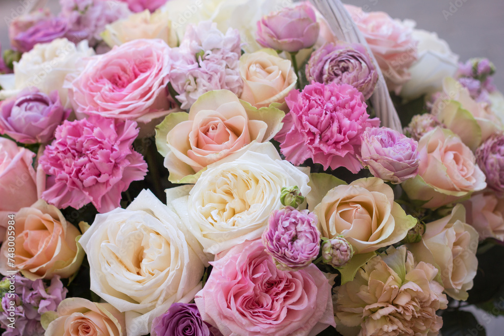 Flower arrangement in a basket