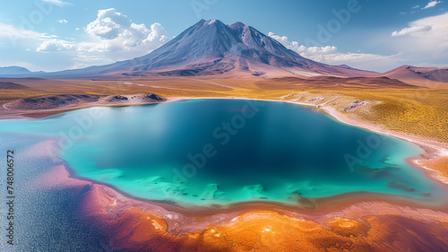 Salt lake for lithium extraction in South America, AI generated photo