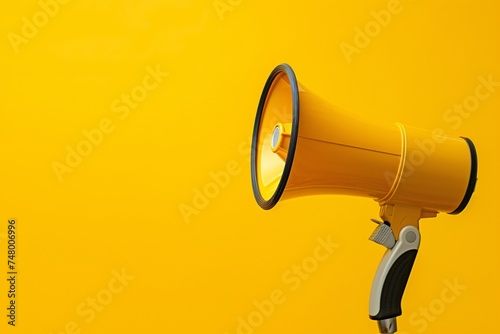 a yellow megaphone with a black handle