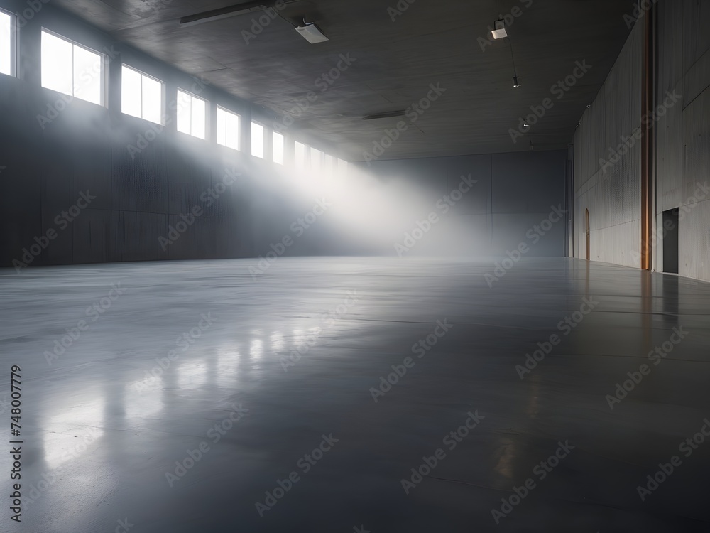  Empty building with light illuminates the long hallway