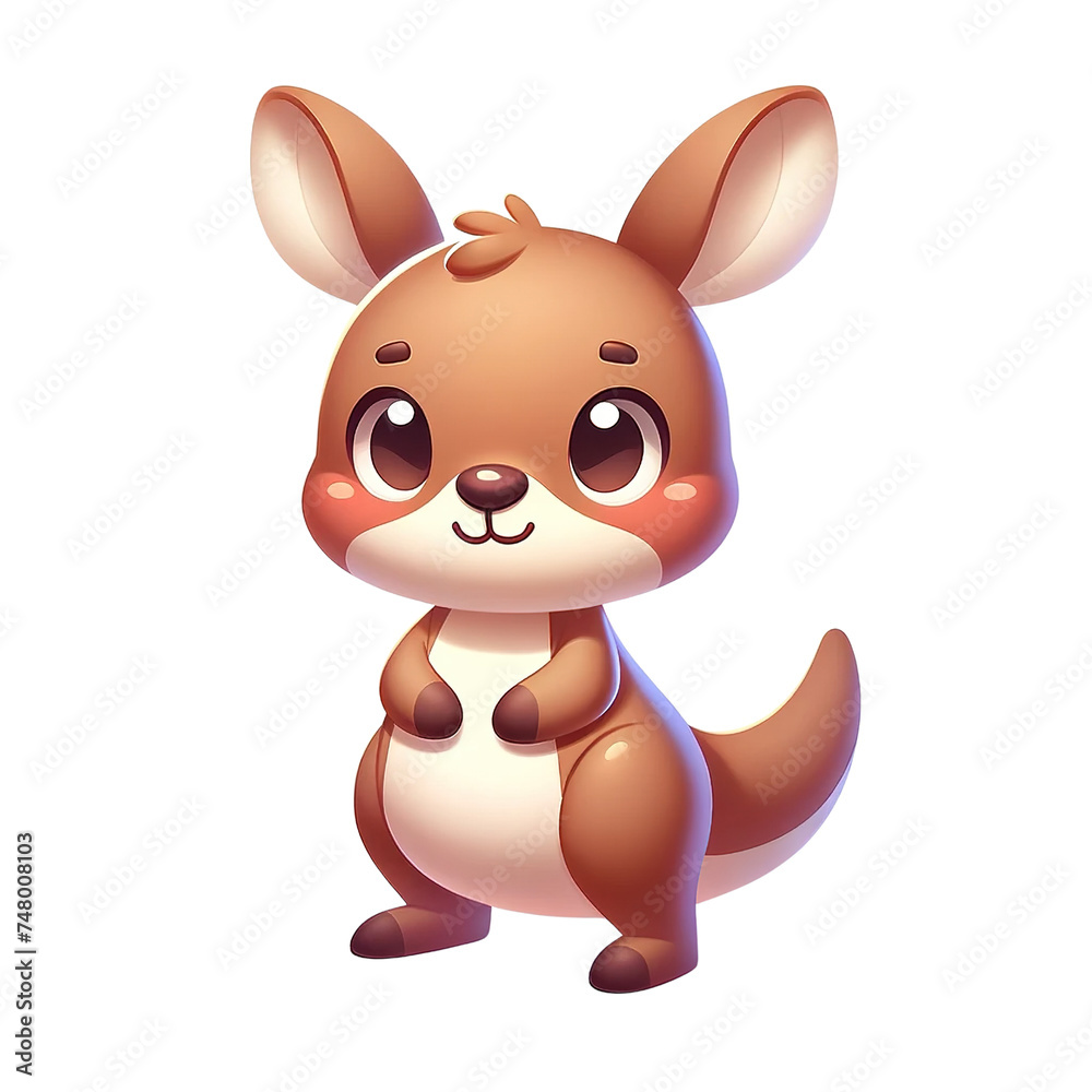 Adorable Cartoon Kangaroo Character Smiling Adorable Cartoon Kangaroo Character Smiling