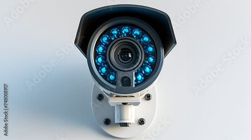 CCTV security camera hanging isolated on a white background. generative ai