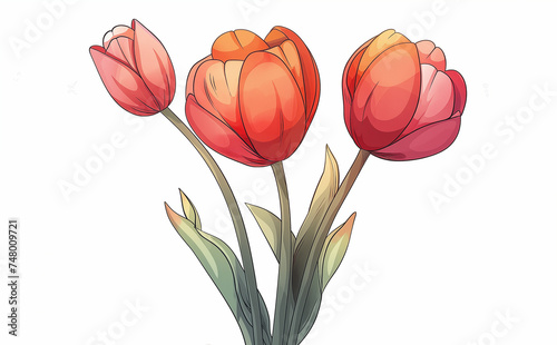  Cartoon spring tulips