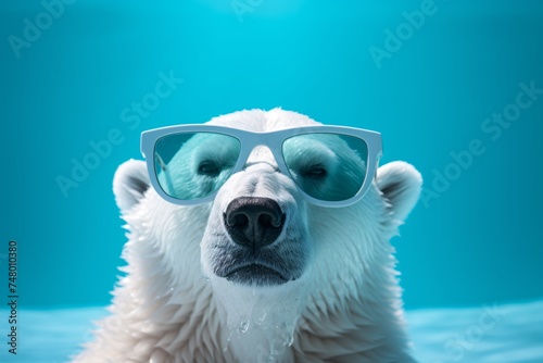 a polar bear wearing sunglasses photo