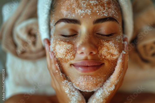 Woman enjoying a salt scrub massage at spa
