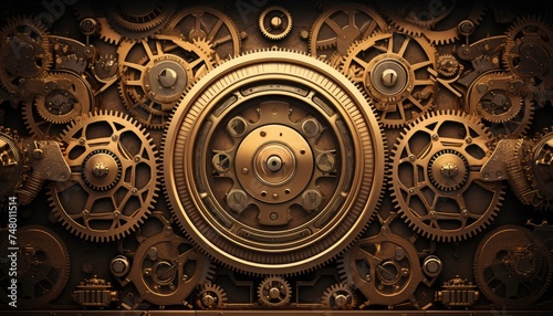 Steampunk background with mechanical gears and cogwheels