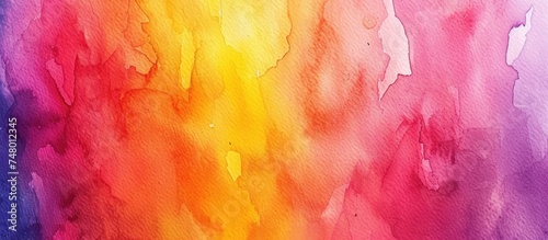 This painting features a rainbow-colored background created with a watercolor gradient, showcasing a vibrant and colorful display of hues blending seamlessly across the canvas. photo