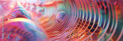 Intricate colorful tunnel in pastel shades - A 3D image showcases an endless tunnel with complex structure in pastel colors giving a feel of depth and infinity photo