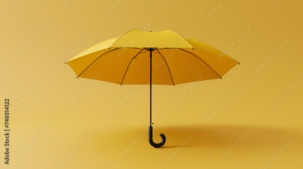 yellow umbrella mock up on isolated yellow background