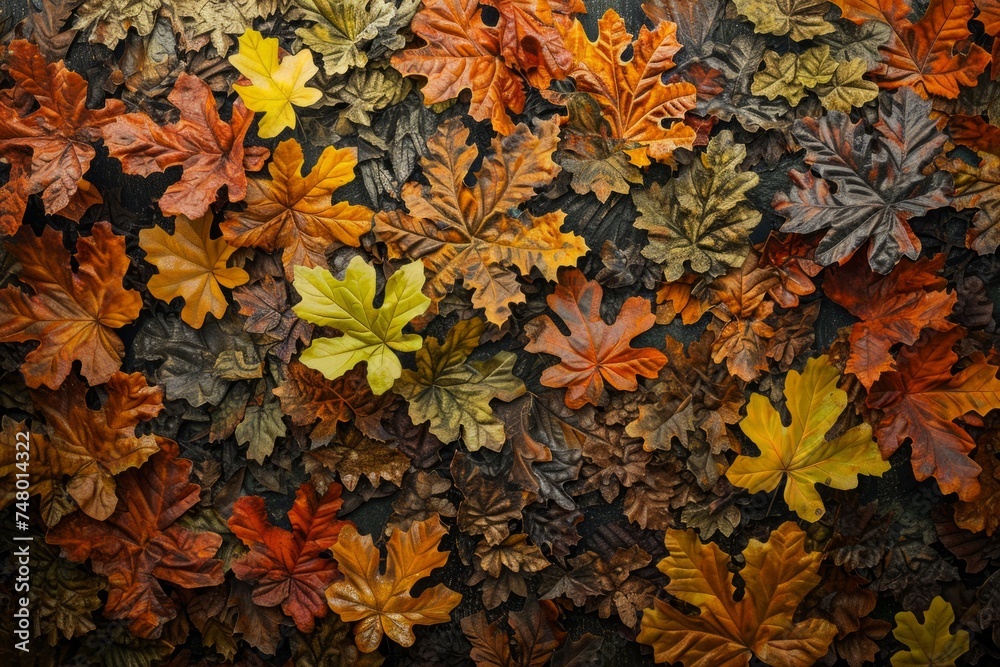 Walls adorned with the distinctive serrated leaves of oak trees, bringing a touch of nature indoors Walls adorned with the distinctive serrated leaves of oak trees, bringing a touch of nature indoors
