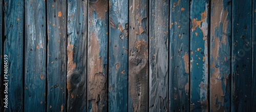A weathered wooden wall with peeling paint, showcasing a unique texture and rustic charm. The peeling paint adds character to the surface, giving it a distressed appearance.