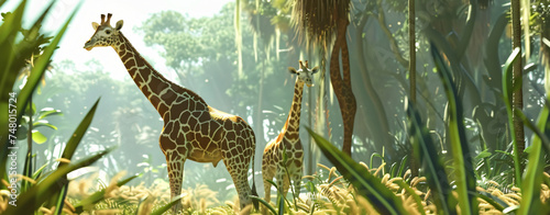 Giraffes in the savannah.