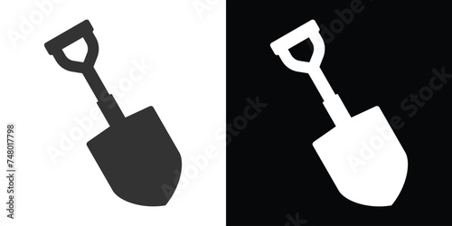 shovel isolated on black and white