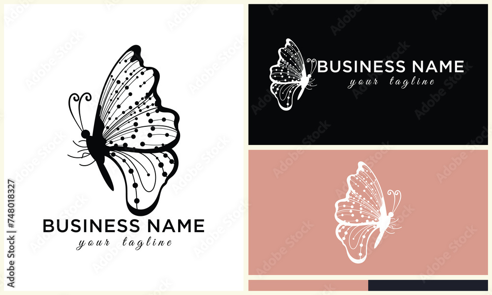 line art butterfly logo template