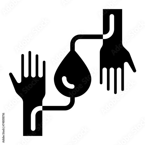 hand with blood transfusion icon