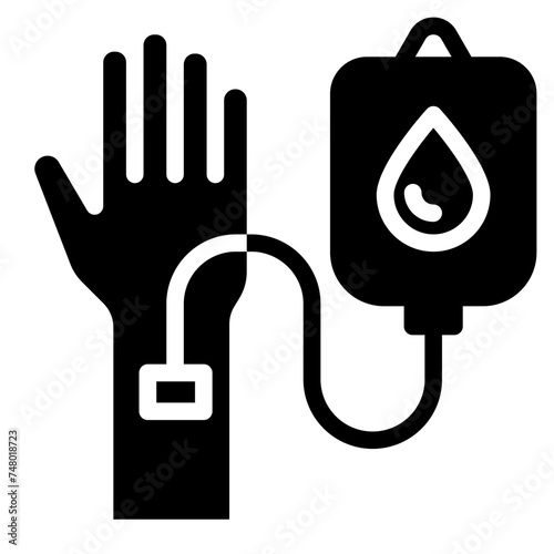 hand with blood transfusion icon