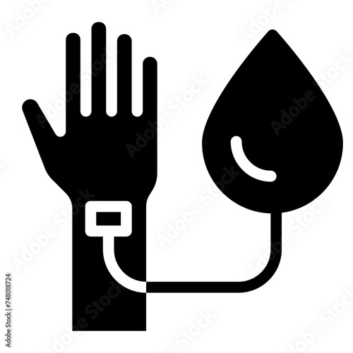 hand with blood transfusion icon