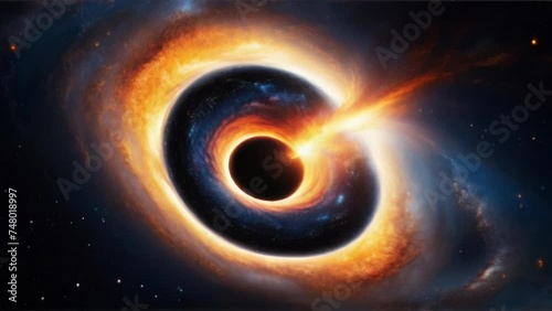 Black hole in space, galaxies background video
