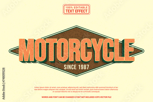 Editable text effect Motorcycle 3d cartoon template style modern premium vector