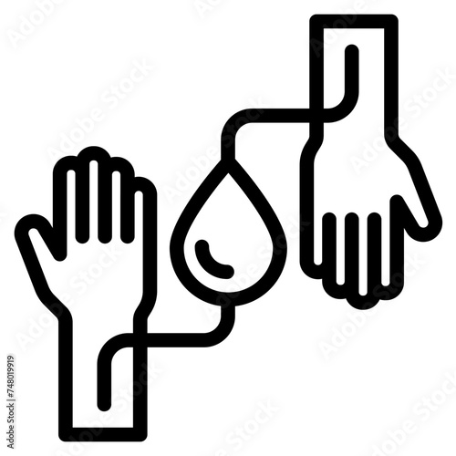hand with blood transfusion icon